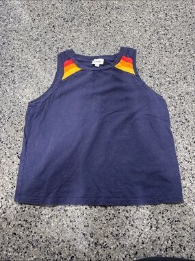 Tea Collection Navy Tank with Red and Yellow Shoulder Stripes